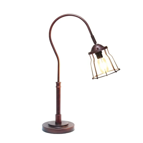 Lalia Home Rustic Caged Shade Table Lamp， Red Bronze