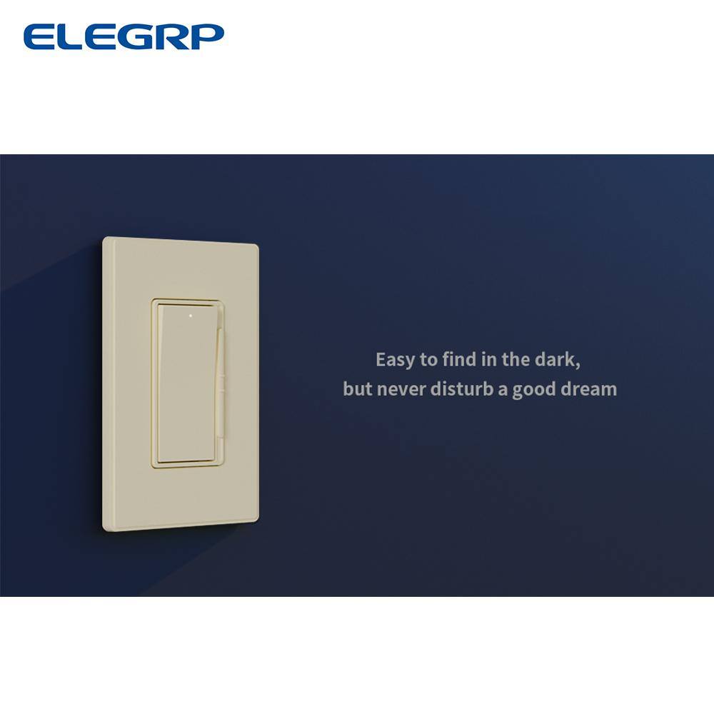 ELEGRP Slide 300-Watt Single Pole 3-Way Dimmer Rocker Paddle Wall Plate Included Light Almond (2-Pack) DM19-LA2