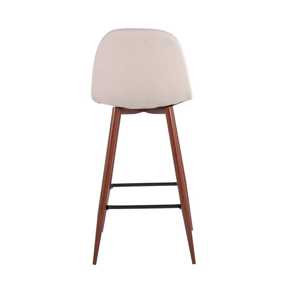 Lumisource Barstool in Walnut Metal and Light Grey Fabric  Set of 2   19\