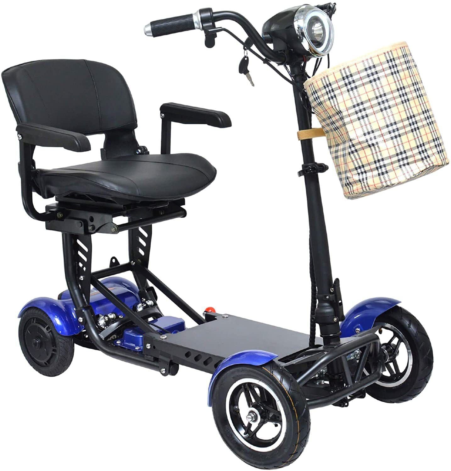 Culver Mobility - LYNX - Foldable 4 Wheel Mobility Scooter for Seniors Battery Powered Weight Capacity 300 lbs - BLUE