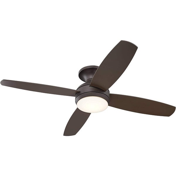 Elite Modern Industrial Hugger Low Profile Indoor Ceiling Fan with LED Light Dimmable Remote Control White Matte Opal Glass Shopping - The Best Deals on Ceiling Fans | 41540803