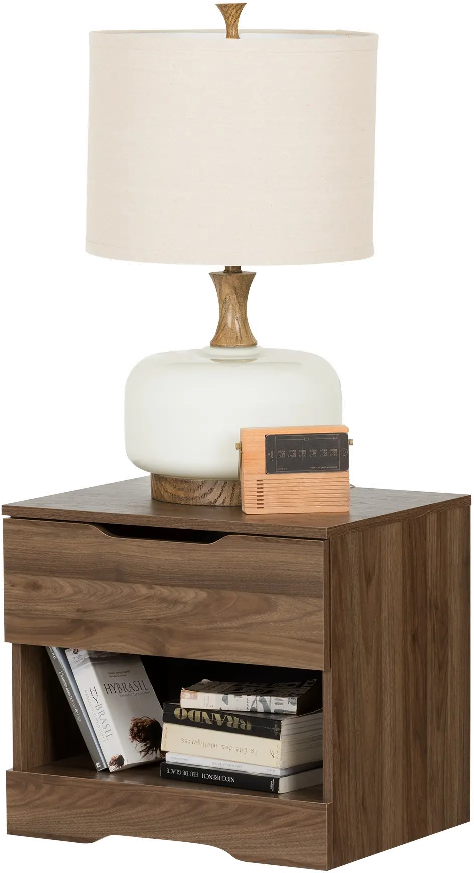 Modern Farmhouse Walnut Nightstand - South Shore