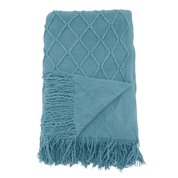 Solid With Knitted Design Throw Blanket Saro Lifestyle