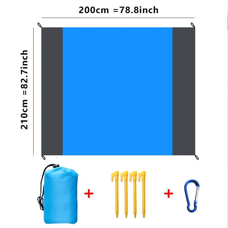 Custom Outdoor Portable Lightweight Waterproof Sand Free Beach Pocket Blanket Folding Sand proof Beach Mat For Camping Hiking