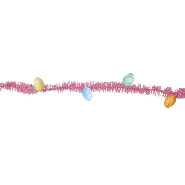 Unlit Pink Glittered Easter Egg Spring Tinsel Garland