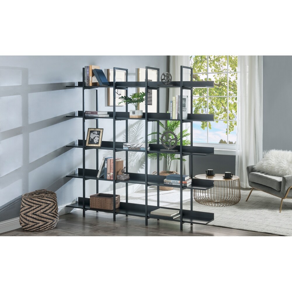 5 Tier Bookcase Home Office Open Bookshelf Tall Bookshelf Industrial Shelf Standing Storage Shelf Units  Large Capacity Shelf