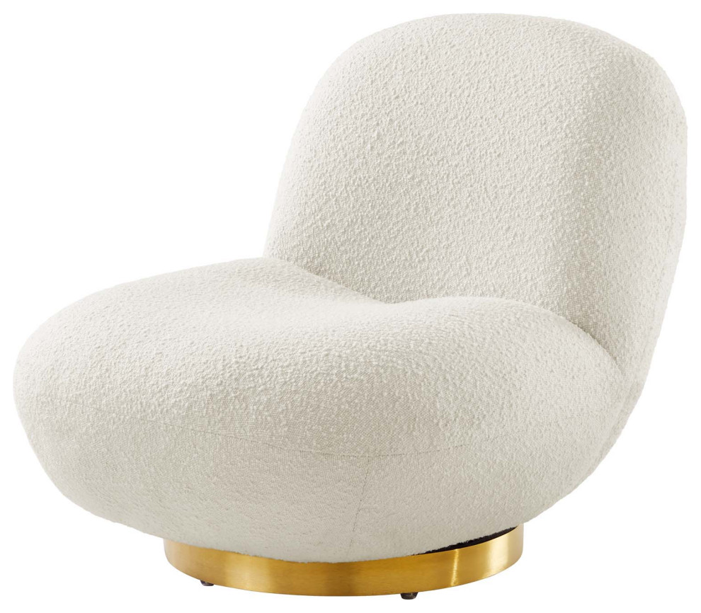 Swivel Accent Chair  Gold Ivory  Fabric  Modern  Lounge Cafe Hotel Hospitality   Contemporary   Armchairs And Accent Chairs   by House Bound  Houzz