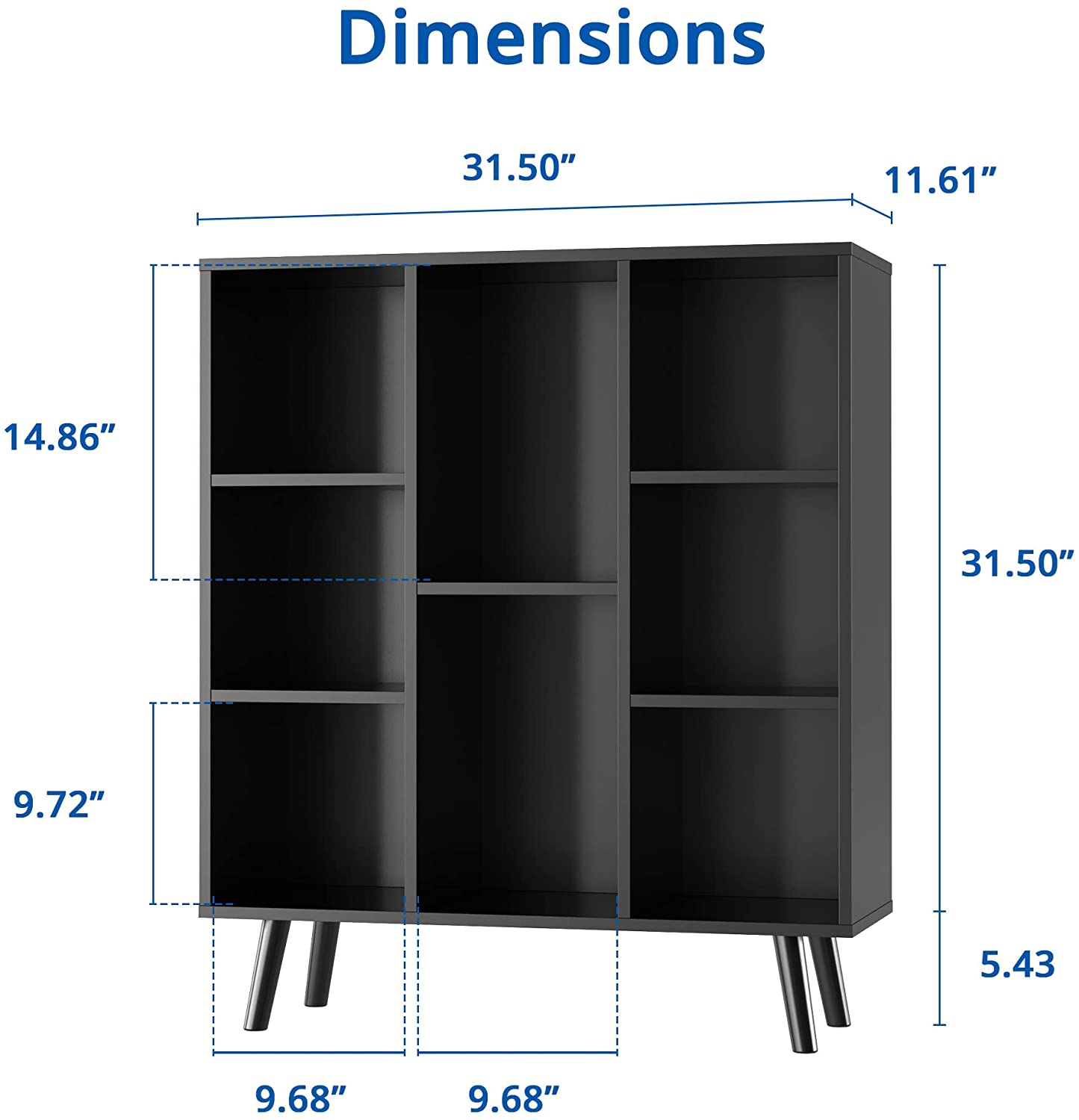 Small Freestanding Bookshelf 8 Storages Wood Book Shelves with Anti-Tilt Device for Bedroom, Office, Living Room