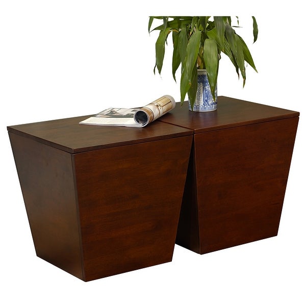 Wood Side tabel Coffee table with Storage Cube shape End Table