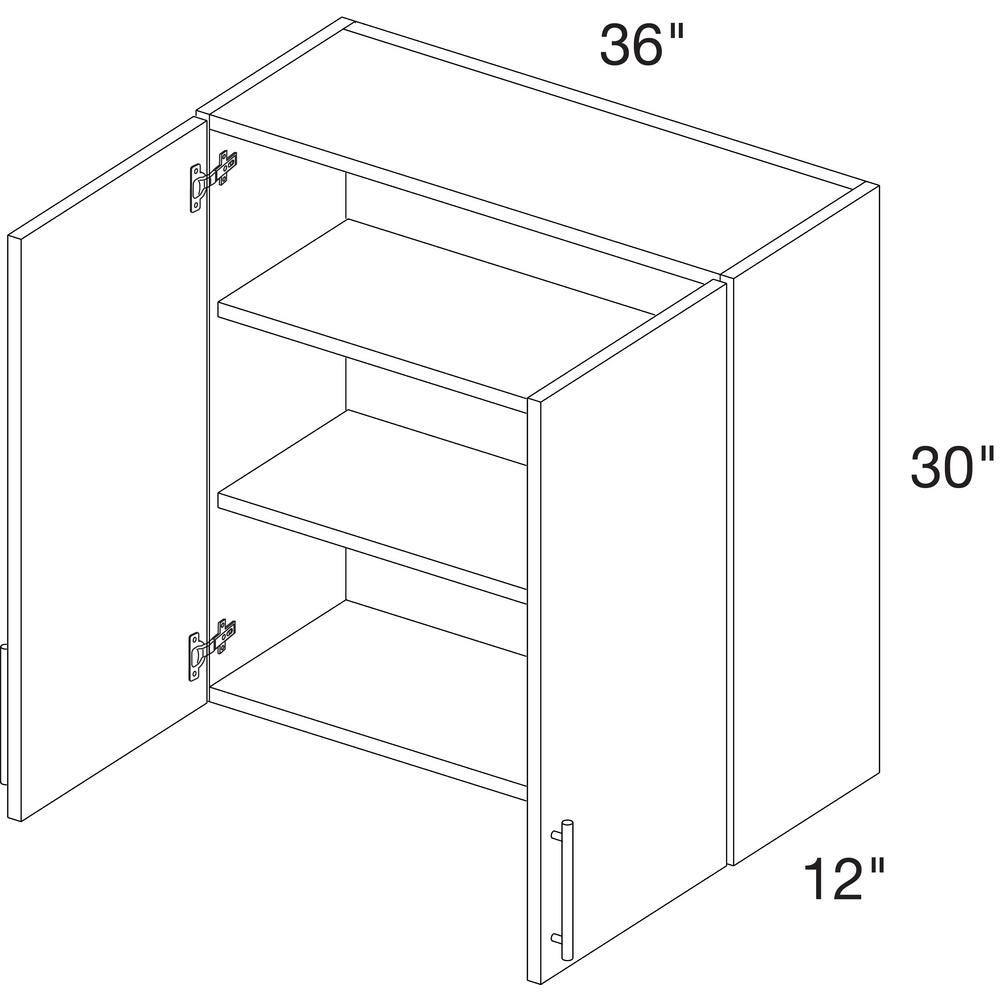 WeatherStrong Miami Pitch Black Matte Flat Panel Stock Assembled Wall Kitchen Cabinet 36 in. x 12 in. x 30 in. IBW3630-MPB