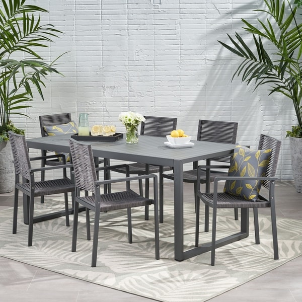 Blan 6seater Aluminum Dining Set by Christopher Knight Home