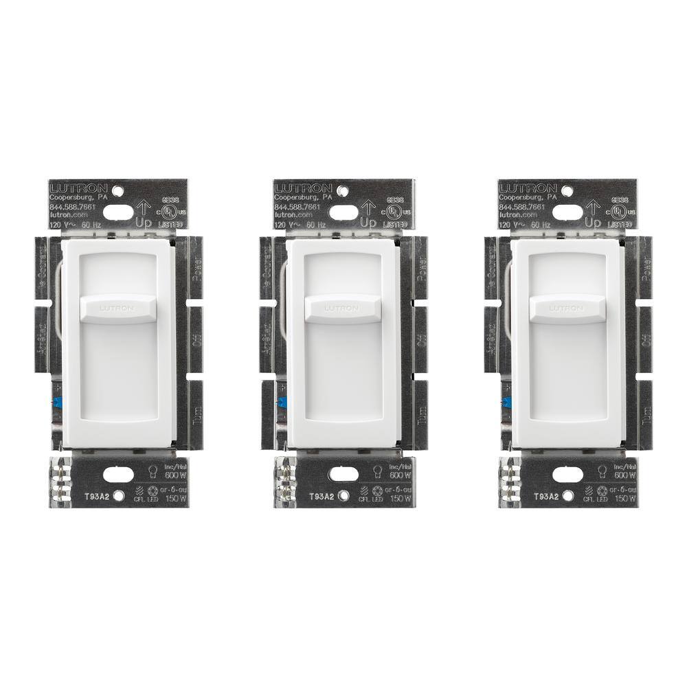 Lutron Skylark Contour LED+ Dimmer Switch for LED Bulbs 150-WattSingle-Pole or 3-Way White (CTCL-3PK-WH) (3-Pack) CTCL-3PK-WH