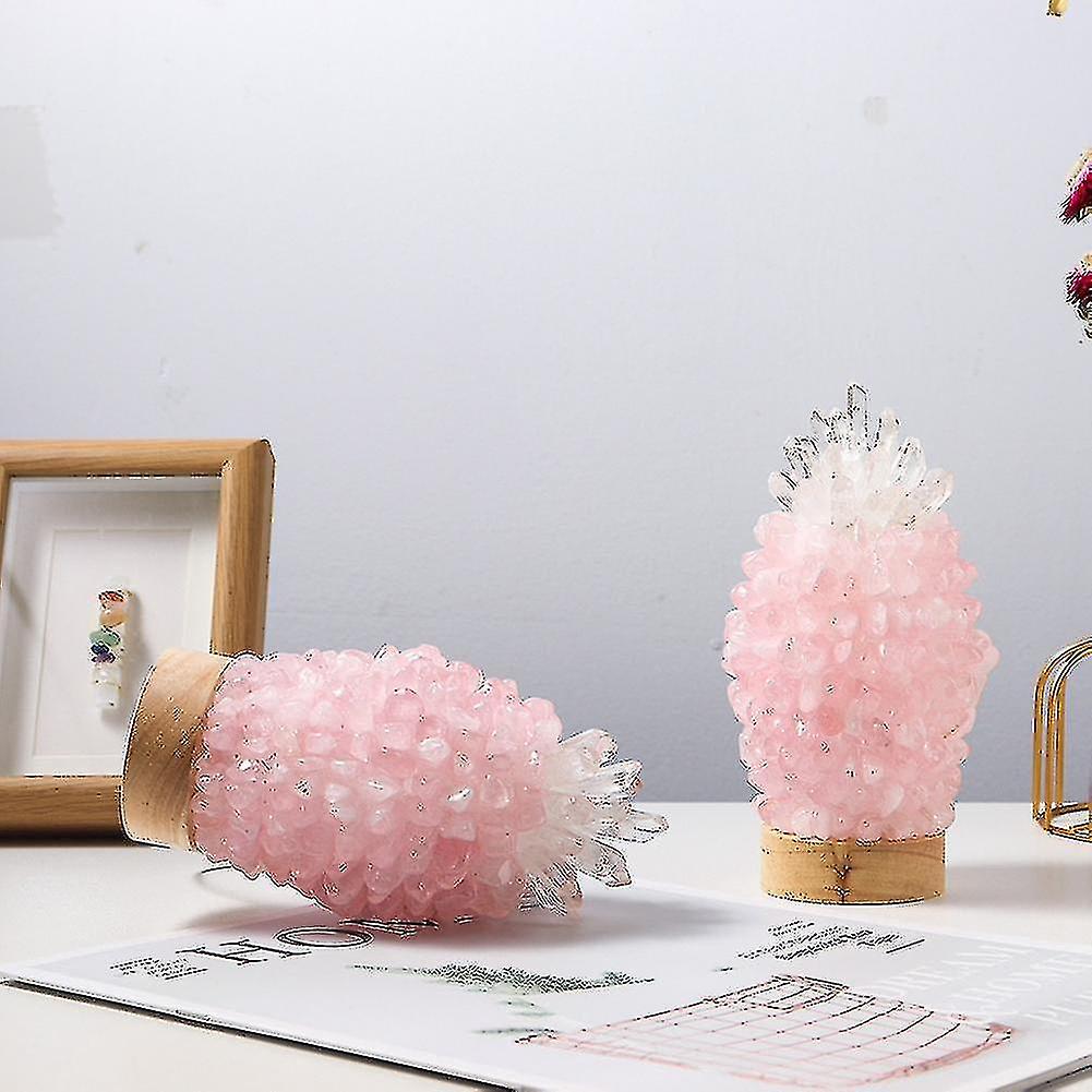 Natural Rose Quartz Crystal Lamp Nightstand Light Crystal Gem Making