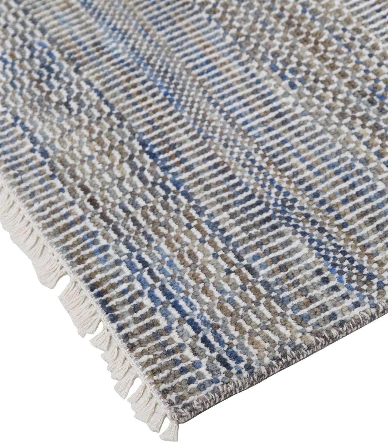 Caldecott Hand Knotted Warm Gray and Bright Blue Rug by BD Fine