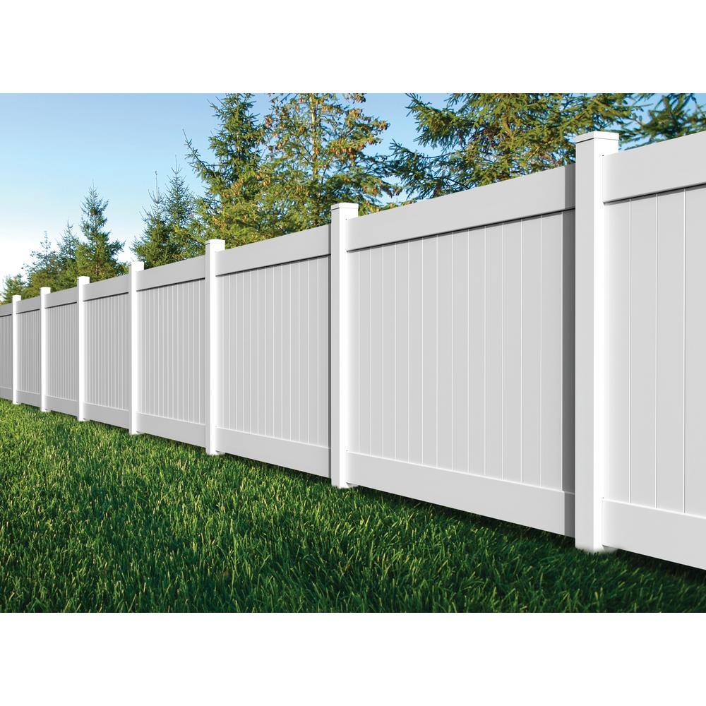 Veranda Linden 5 ft. H x 8 ft. W White Vinyl Un-Assembled Fence Panel 73014721