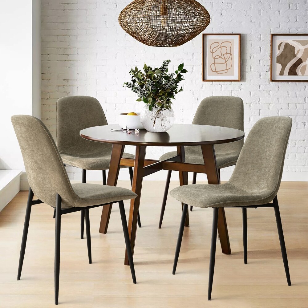 Upholstered Dining Chair with Black Metal Legs (Set of 4)