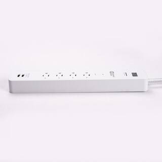 Commercial Electric 3 ft. 4-Outlet White Surge Protector Smart with USB Powered by Hubspace LTS-4G-W-1