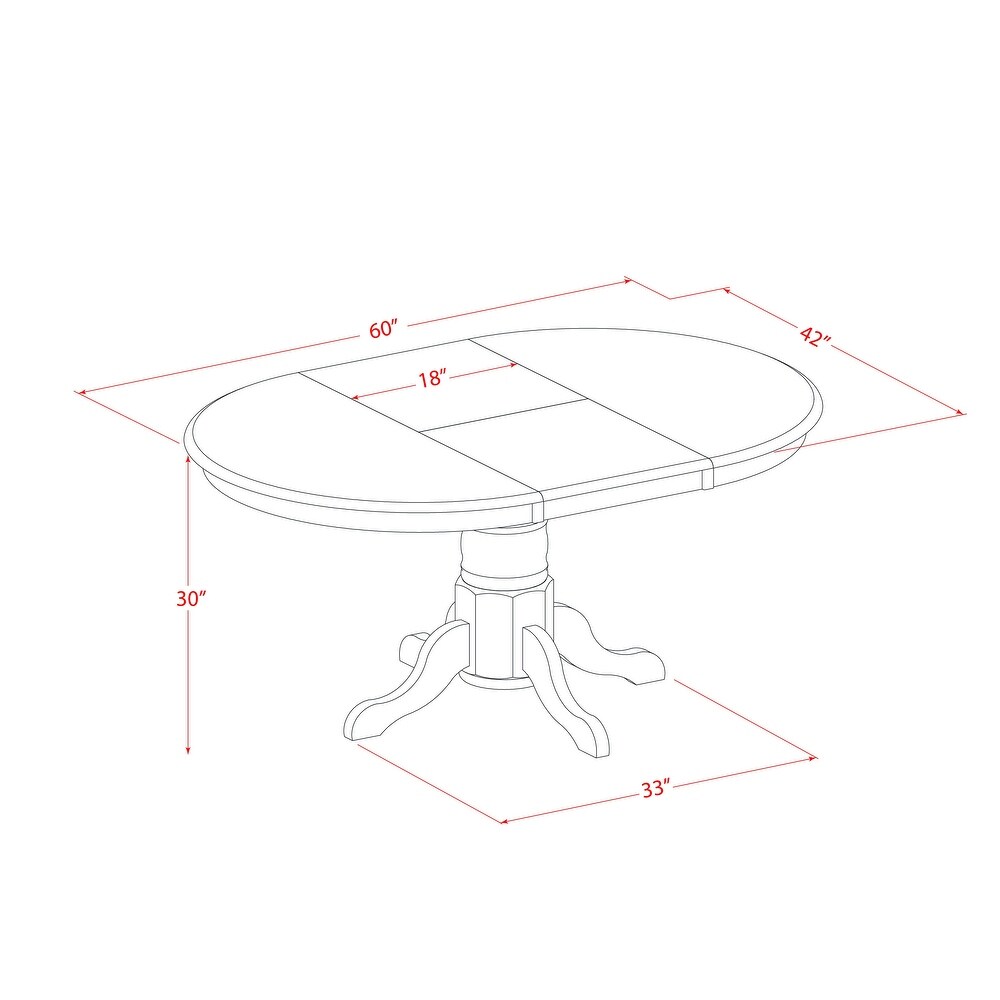 East West Furniture 5 Piece Modern Dining Table Set Includes an Oval Wooden Table and 4 Kitchen Chairs  Oak(Seats Option)