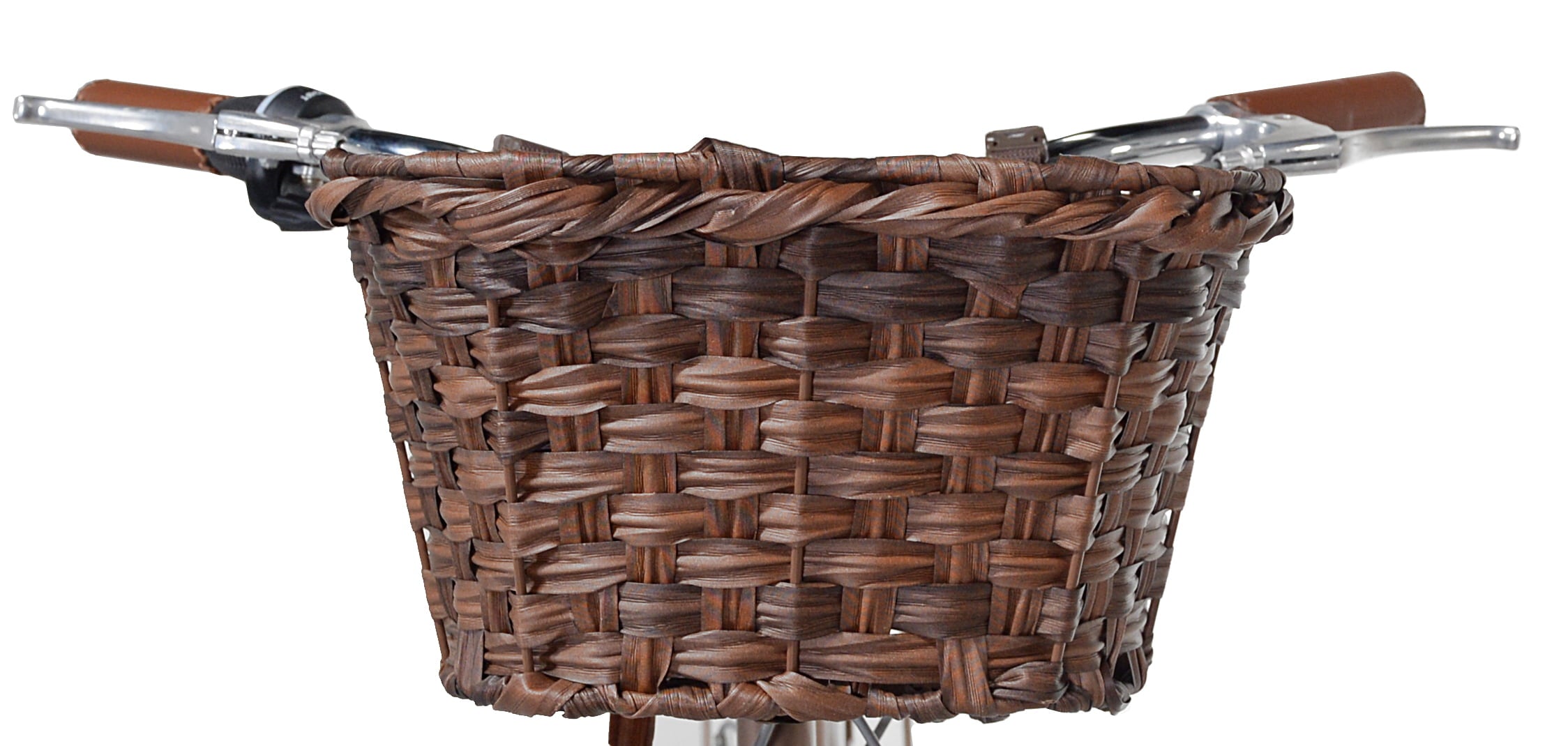 Bike Shop Woven Bike Basket with Straps， Brown