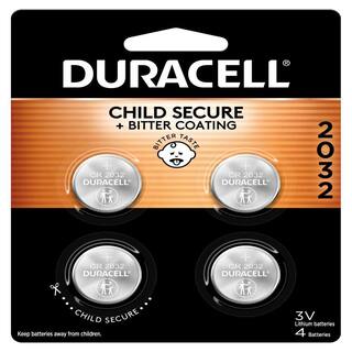 Duracell CR2032 3V Lithium Battery 4 Count Pack Bitter Coating Helps Discourage Swallowing 004133366391