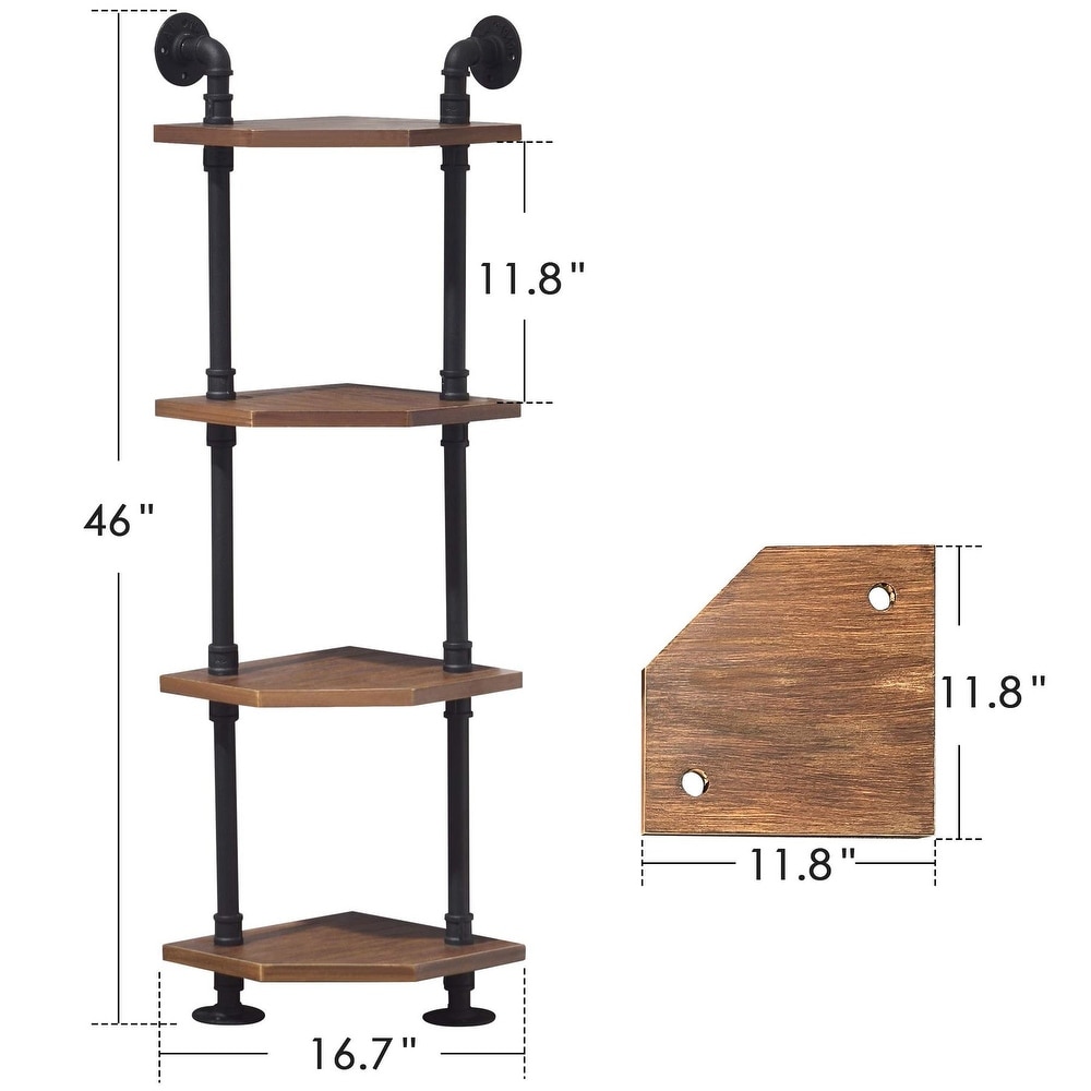 MCombo Industrial Wall Mount Pipe Shelves  Solid Wood