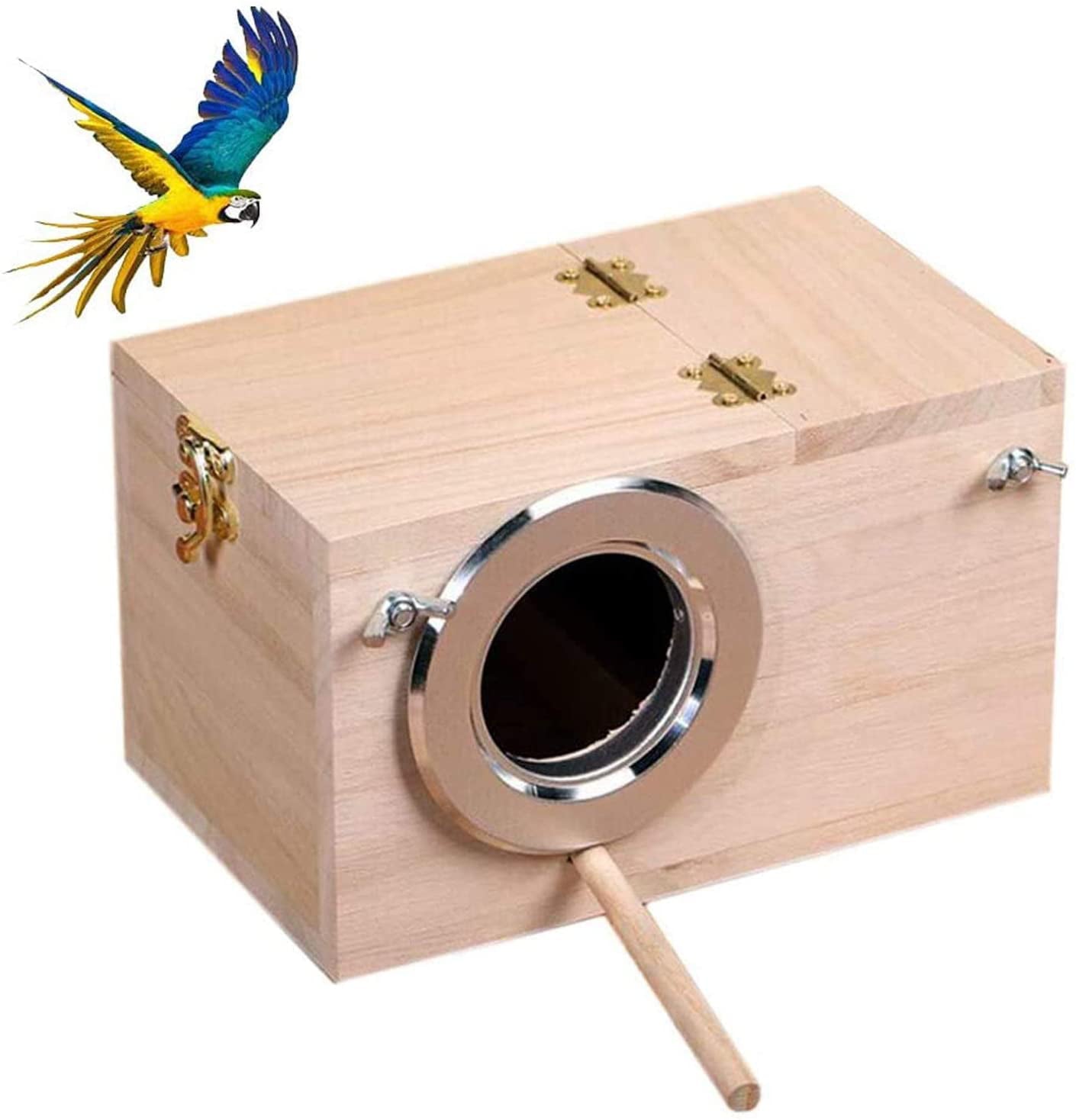 Hamiledyi Parakeet Nesting Box， Bird Nest Breeding Box Cage Wood House for Finch Lovebirds Cockatiel Budgie Conure Parrot， 8'' X 5'' X 5''