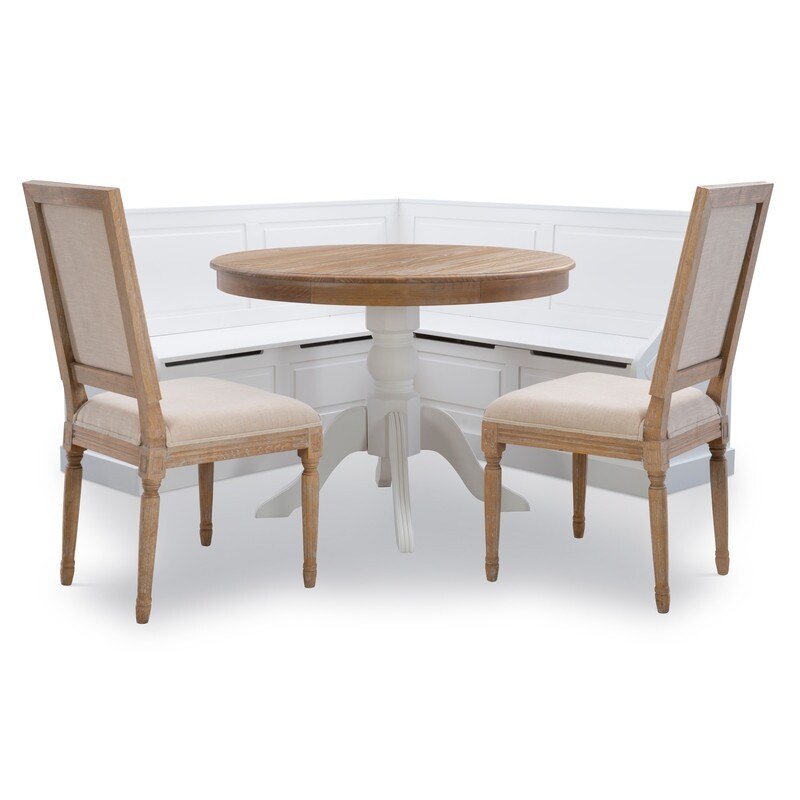 Josie Two tone Round Solid Wood Pedestal Table