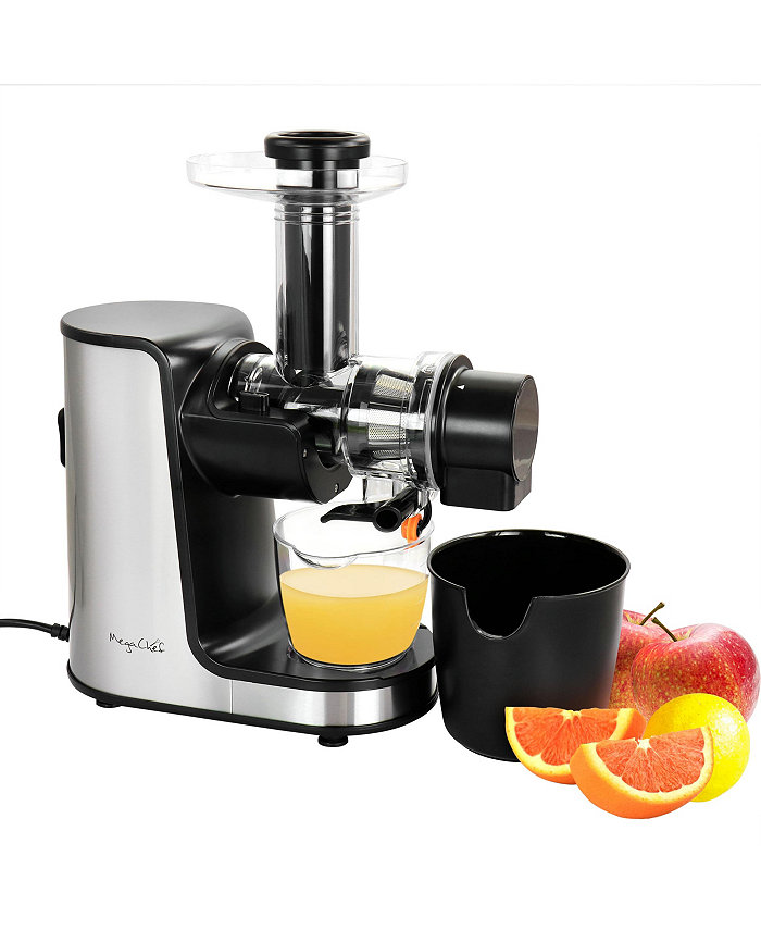 MegaChef Masticating Slow Juicer Extractor with Reverse Function Cold Press Machine with Quiet Motor