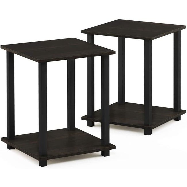 Furinno Simplistic End Table - Espresso/Black (Set of 2)