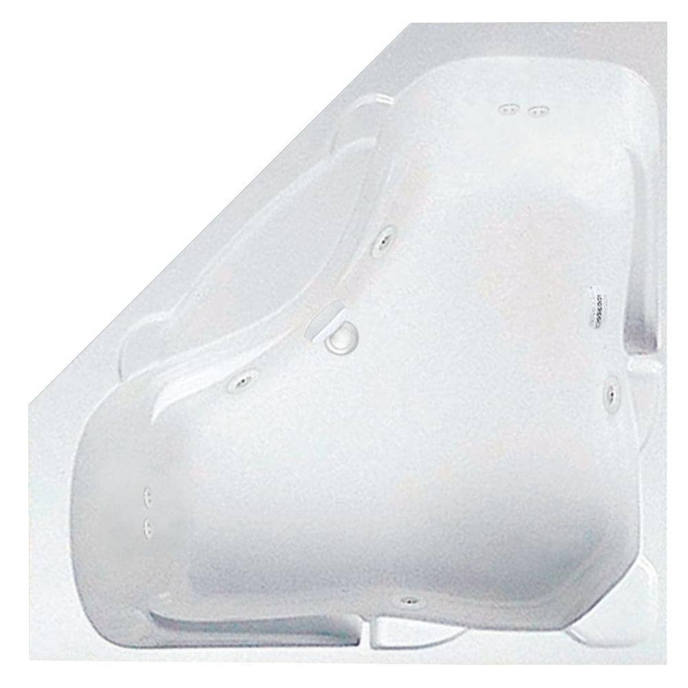 Aquatic Preakness 60 in. Acrylic Center Drain Corner Drop-In Whirlpool Bathtub in White 826541922317