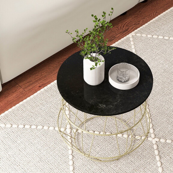 Costway 72835961 Round Metal Frame End Table with ...