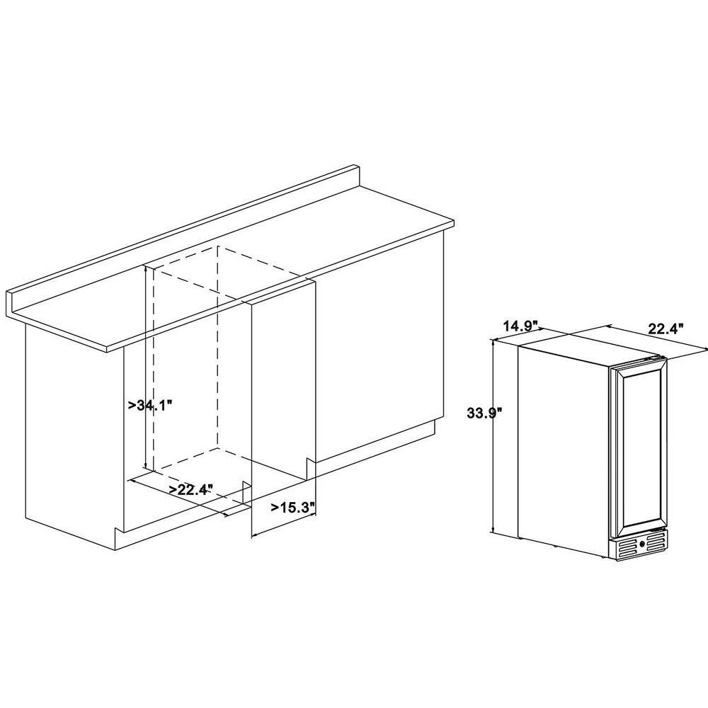 Kalamera 15 Beverage cooler 96 Can Built-In Single Zone Touch Control KRC-90BV