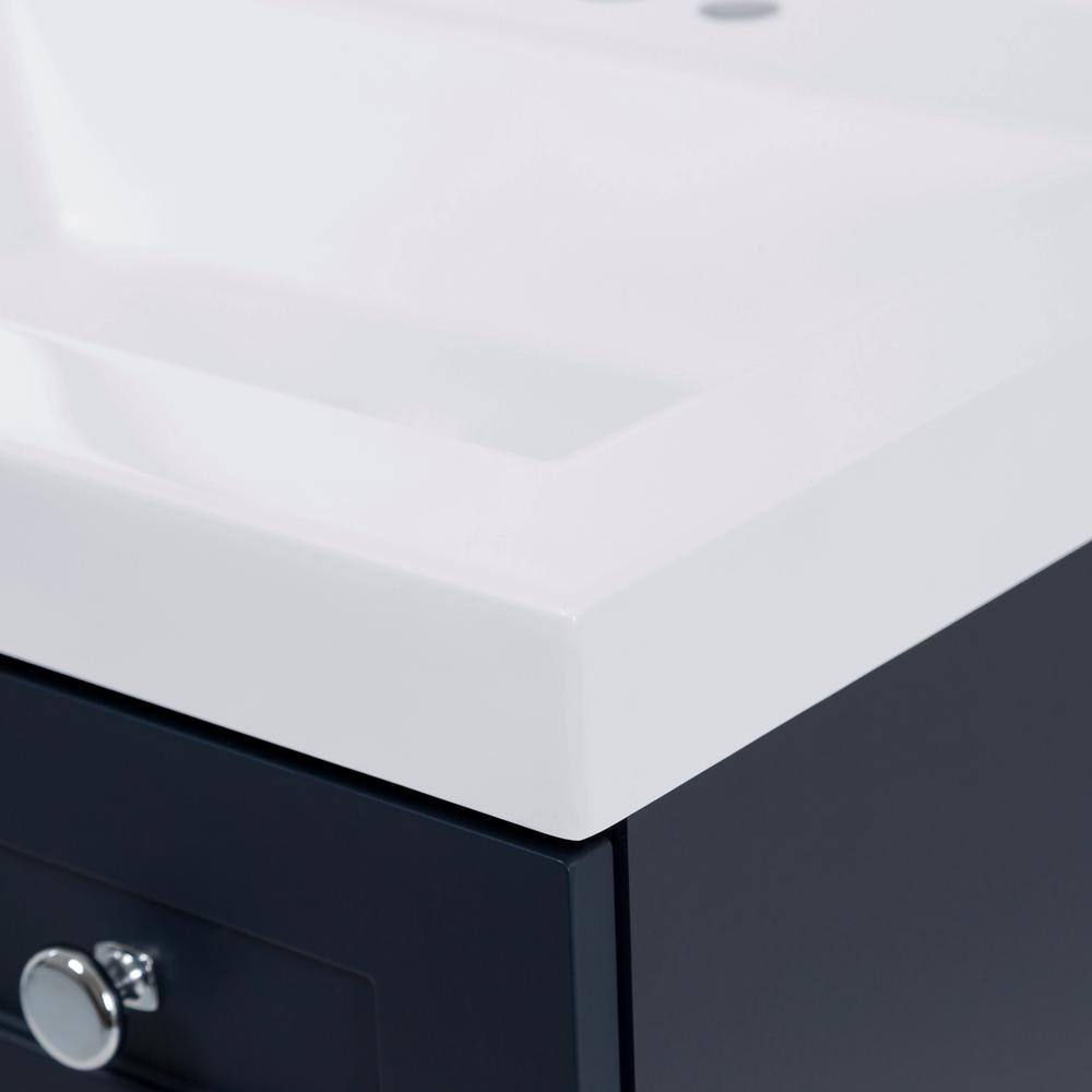 Glacier Bay Everdean 24.5 in. W x 18.75 in. D x 34.38 in. H Bath Vanity in Deep Blue with White Cultured Marble Top EV24P2-DB