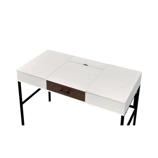 AOOLIVE Verster Built-in USB Port Writing Desk，White andBlack Finish