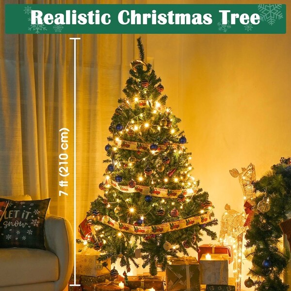 Yescom Christmas Tree Artificial，7Ft Green Xmas Tree，Folded Hinged，1000 Branch Tips Party Decoration