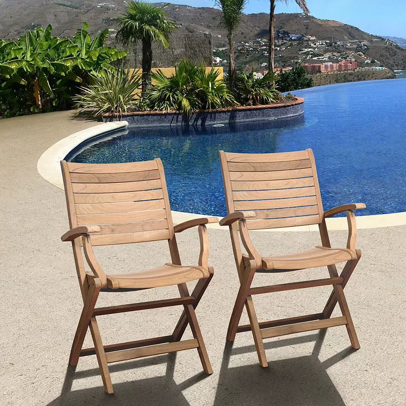 Amazonia Teak 2-pc. Teak Palu Outdoor Folding Arm Chair Set