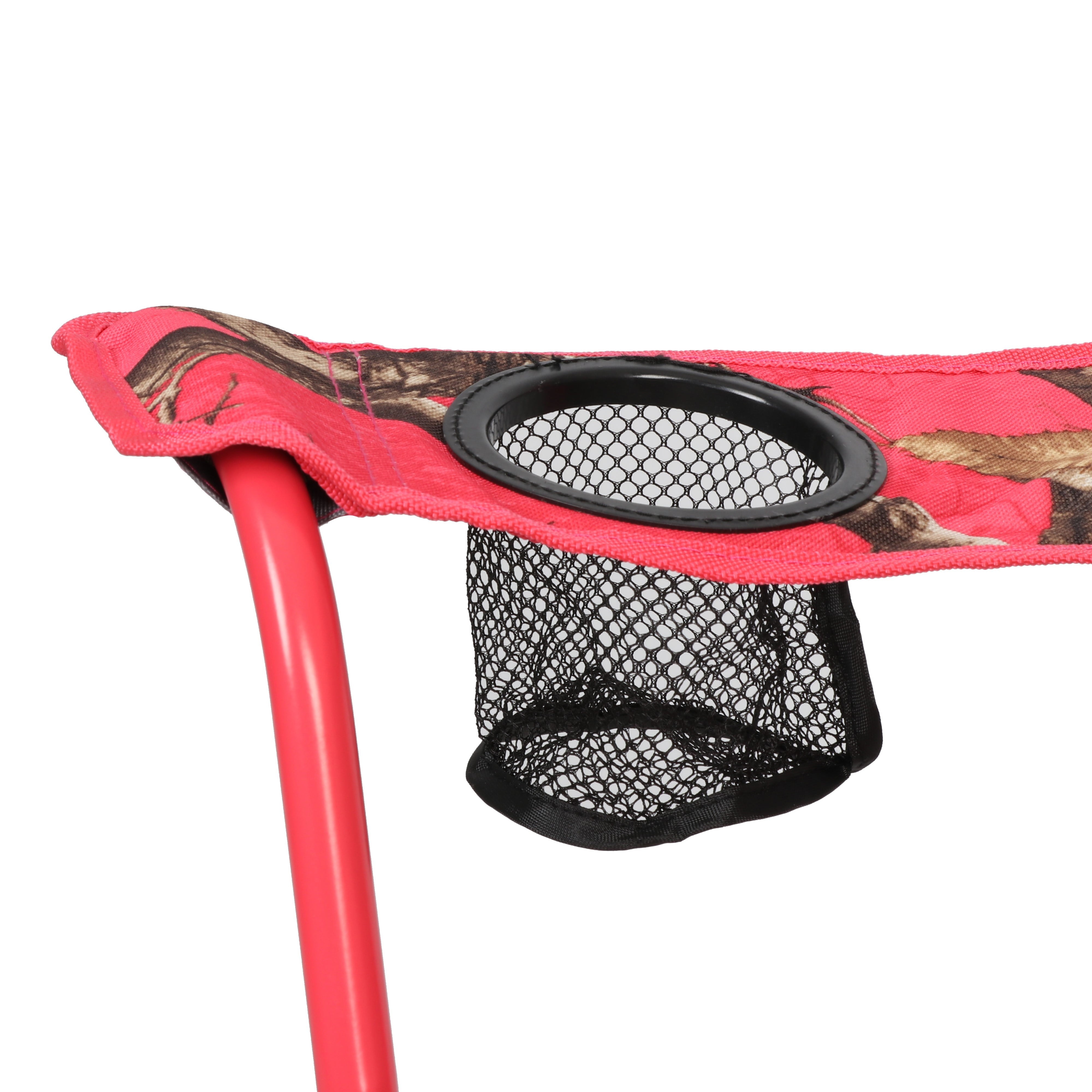 Realtree Basic Camo Outdoor Camping Chair with Cup Holder, Pink