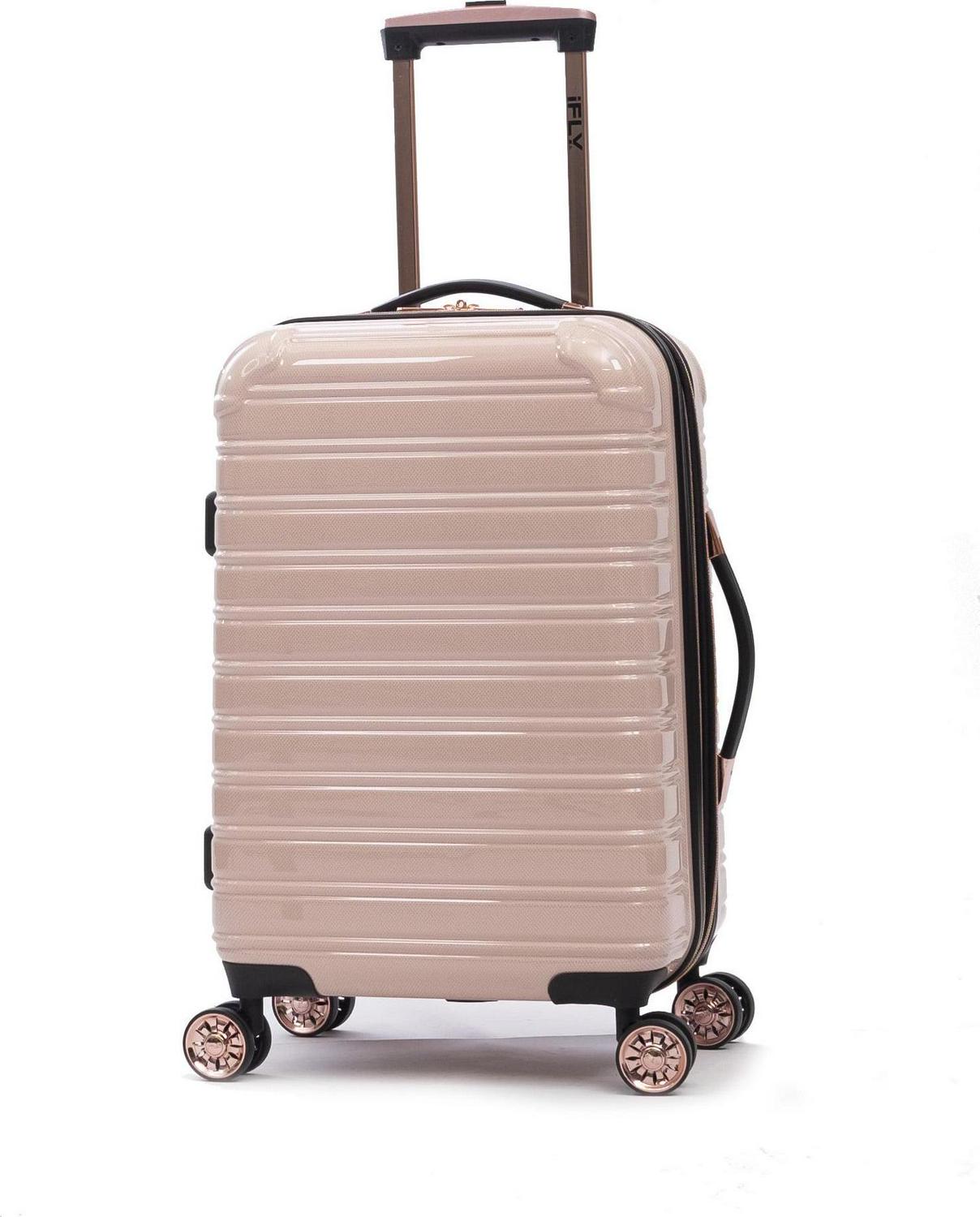 iFLY Hardside Luggage Fibertech 20 Inch Carry-on， Blush/Rose Gold