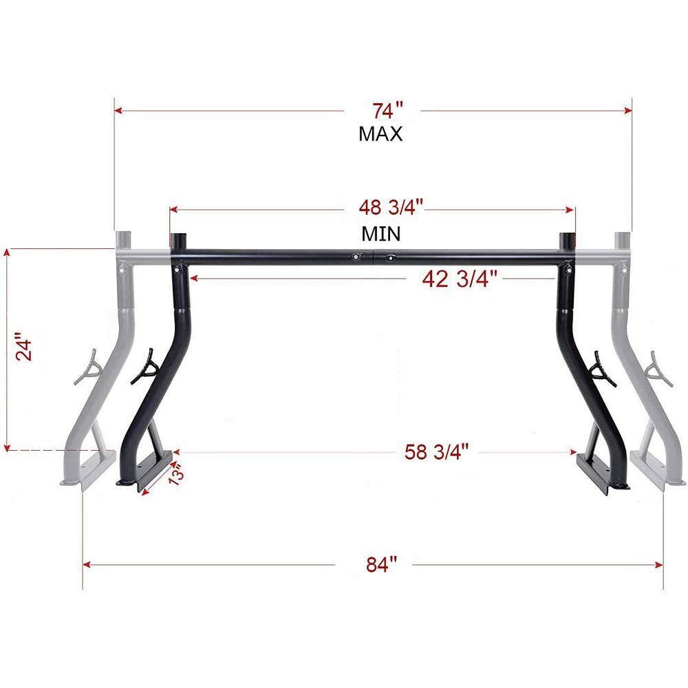 CALHOME 24 in. Single Bar Universal Pickup Construction Truck Rack Headache Rack Lumber Utility (US Patent NO. D722007) 24-New-SG-PURack