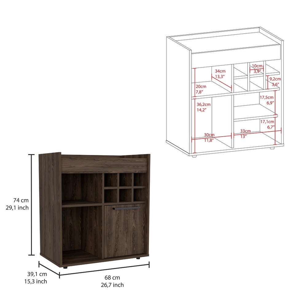 Bar Cabinet With Two Concealed Shelves And Six Wine Cubbies