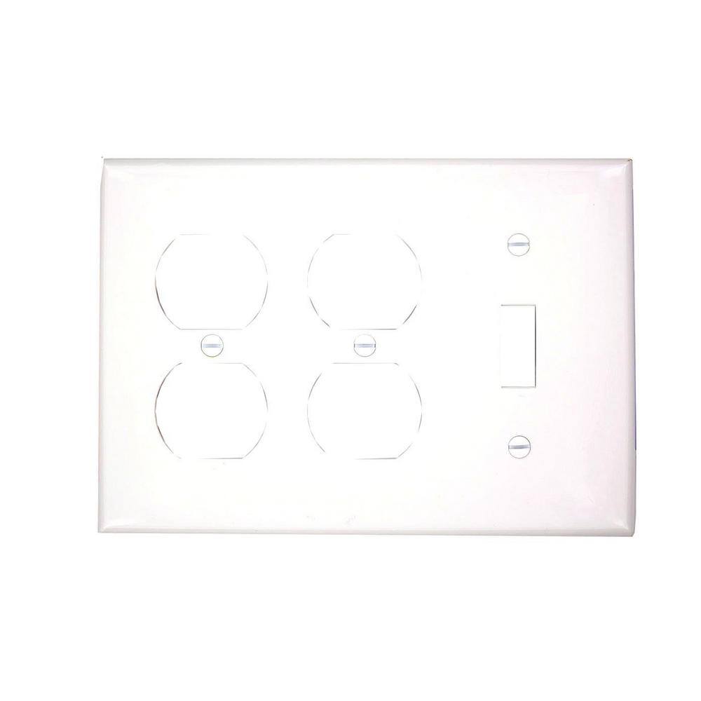 Leviton White 3-Gang 1-Toggle2-Duplex Wall Plate (1-Pack) 80747-W