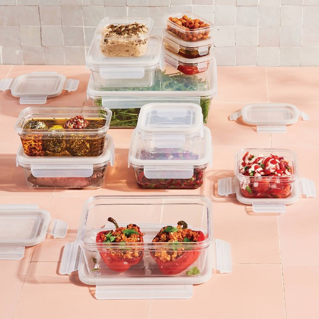 24pc set Of 12 Plastic Food Storage Container Set With Lids Clear