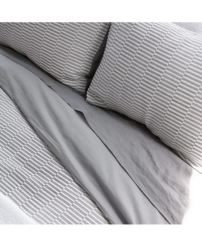 Bokser Home 100% Cotton Textured Stripe Duvet Cover - Full Queen