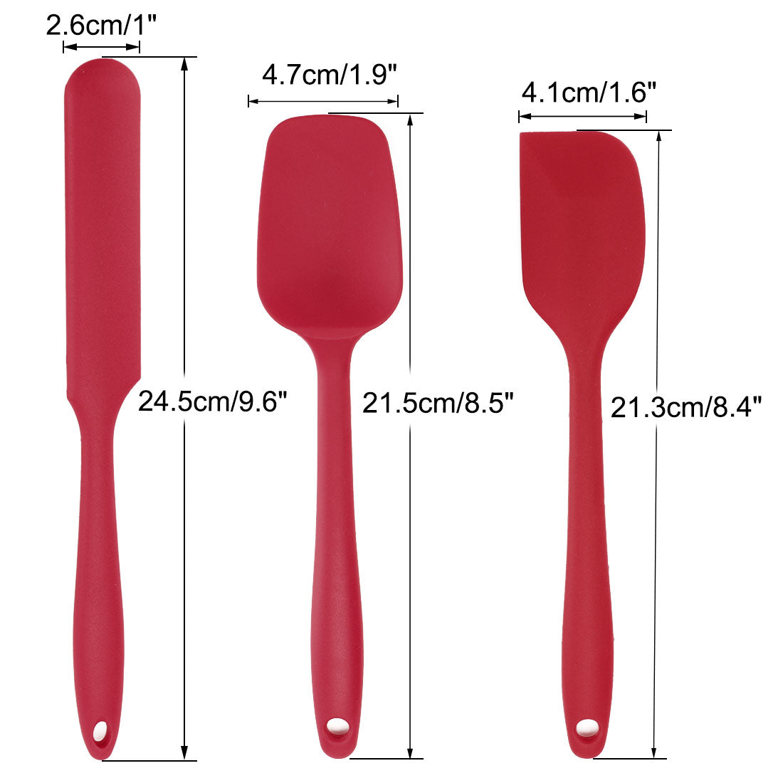 Uxcell Kitchen Cooking Silicone Spatula Set Heat Resistant Scraping Baking Utensils Red 3 Pieces