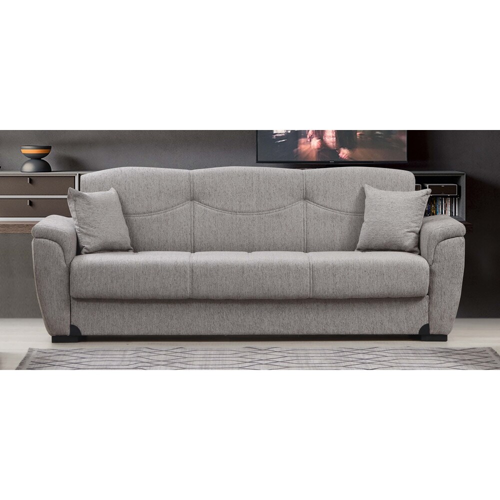 Brooksville Light Grey Fabric Upholstered Convertible Sleeper Sofa with Storage