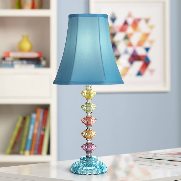 High Teal Blue Stacked Glass For Bedroom Living Room Bedside Nightstand Office Kids Family