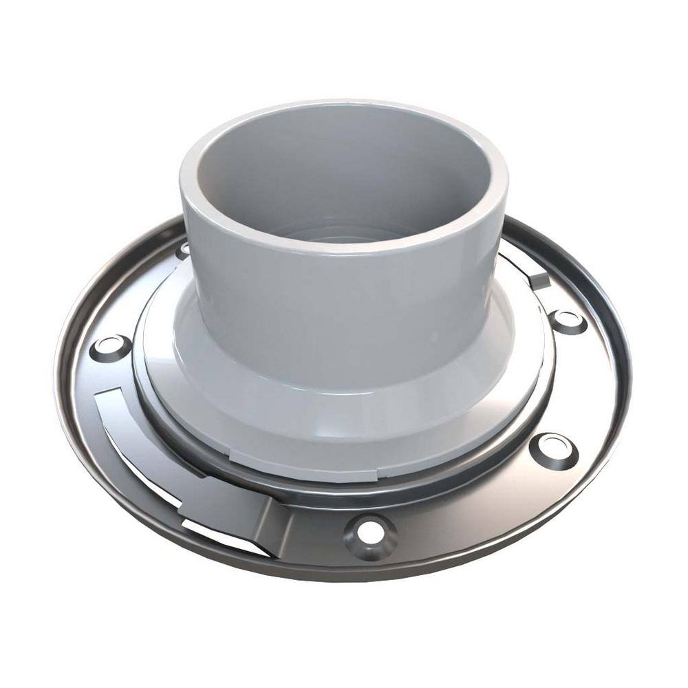 Oatey Fast Set 3 in. PVC Hub Spigot Toilet Flange with Test Cap and Stainless Steel Ring 435882