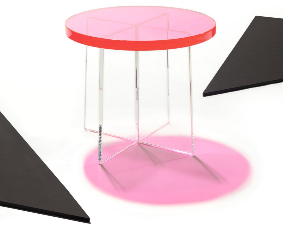 y Acrylic Accent Table Neon Pink   Contemporary   Side Tables And End Tables   by Peachtree Fine Furniture  Houzz