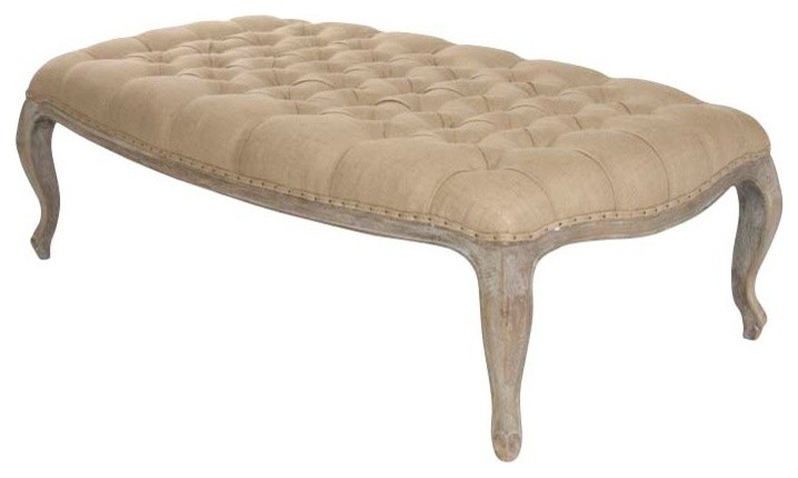 Maison Tufted Rectangular Ottoman   French Country   Footstools And Ottomans   by HedgeApple  Houzz