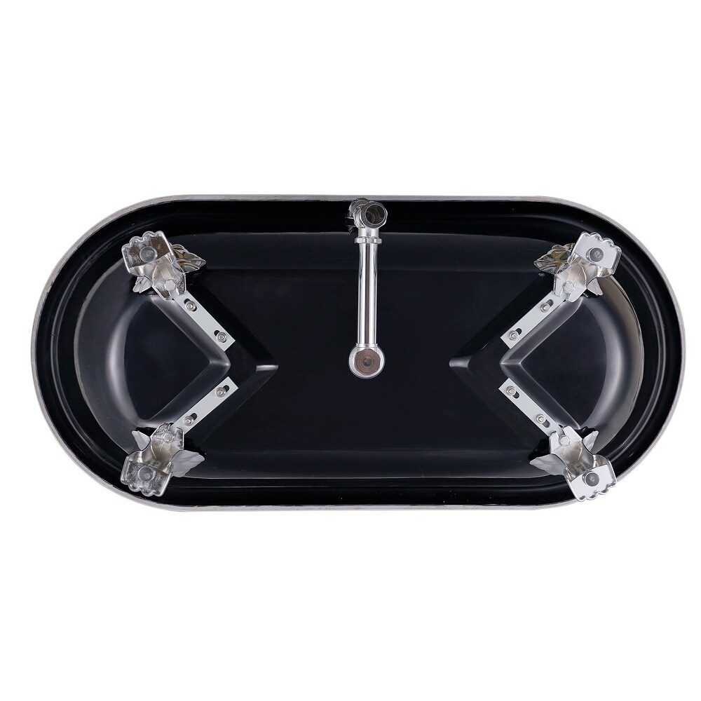 GIVINGTREE 59 in. Traditional Acrylic Clawfoot Bathtub Roll Top Bathtub in Black Soaking Tub with Drain